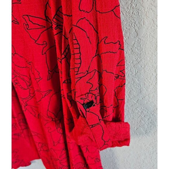 Ali Miles Woman Size XL Tunic Asymmetric Hem Roll Tab Sleeve Center Pleat Color - Picture 3 of 8